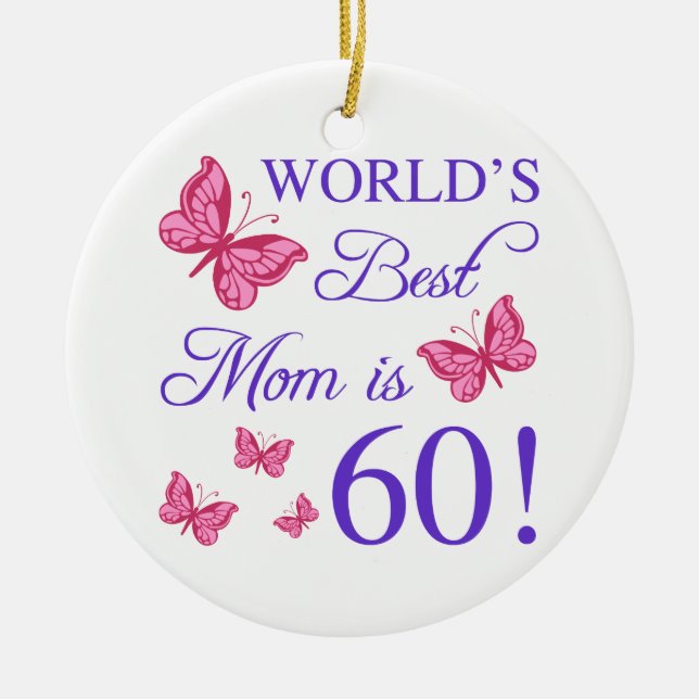 Ornement Rond En Céramique 60e anniversaire pour maman (Devant)
