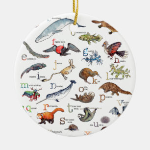 Ornement Rond En Céramique A-Z des animaux extraordinaires