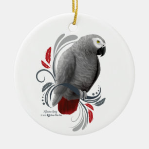 Ornement Rond En Céramique African Grey