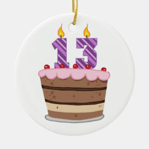 Ornement Rond En Céramique Âge 13 sur le gâteau d'anniversaire
