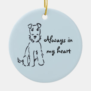 Ornement Rond En Céramique Airedale Terrier Personnalisable Chien Mémoire Kee