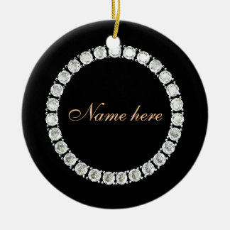 Ornement Rond En Céramique Ajouter un diamant personnalisable par nom