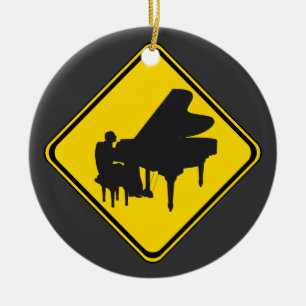 Ornement Rond En Céramique Alerte : Joueur de piano à l'avant !