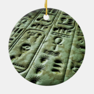 Ornement Rond En Céramique Alien Glyphs 02