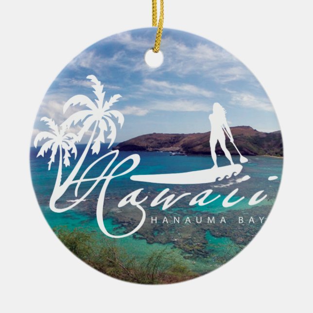 Ornement Rond En Céramique Aloha d'Hawaï (Devant)