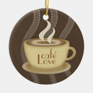 Ornement Rond En Céramique Amants de café