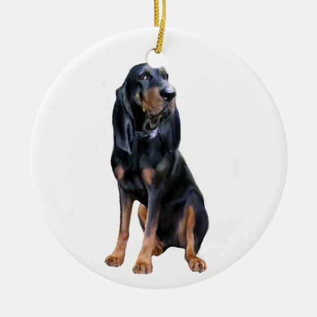 Ornement Rond En Céramique American Coon Hound - Noir et Tan (Devant)