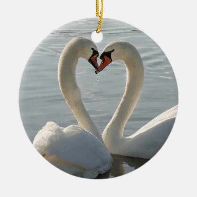 Ornement Rond En Céramique Amour de cygne (Devant)