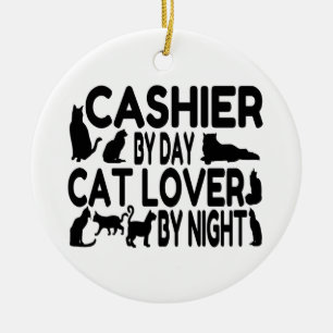 Ornement Rond En Céramique Amoureux des chats de caisse
