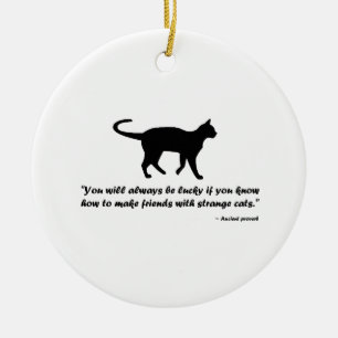 Ornement Rond En Céramique Ancien proverbe de chat
