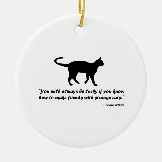 Ornement Rond En Céramique Ancien proverbe de chat (Devant)