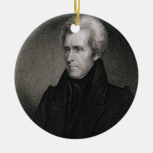 Ornement Rond En Céramique Andrew Jackson (gravure)
