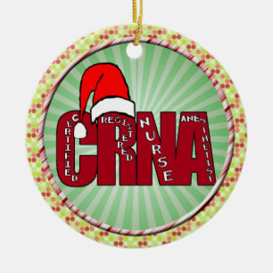 Ornement Rond En Céramique Anesthésiste PÈRE NOËL d'infirmier autorisé