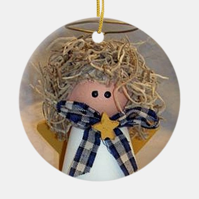 ORNEMENT ROND EN CÉRAMIQUE ANGE BÉBÉ SUÈDE CHRISTMAS (Devant)