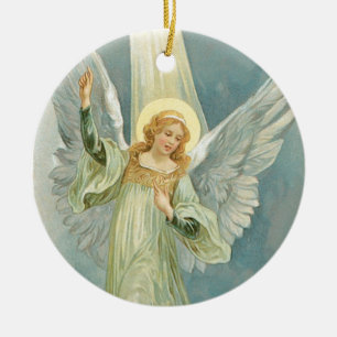 Ornement Rond En Céramique Ange de Noël