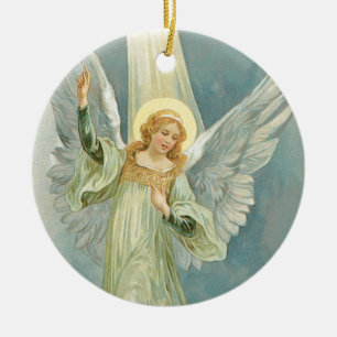 Ornement Rond En Céramique Ange démodé Gloria de Noël