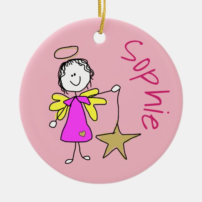 Ornement Rond En Céramique Ange Noël (Devant)