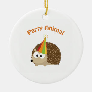 Ornement Rond En Céramique Animal de fête ! Hérisson