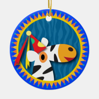 Ornement Rond En Céramique Anniversaire de enfant : Zèbre