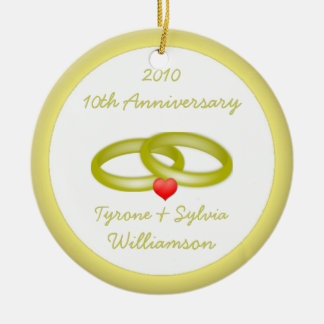 Ornement Rond En Céramique Anniversaire de Noël/mariage
