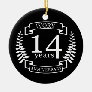 Ornement Rond En Céramique Anniversaire des mariages ivoiriens 14 ans