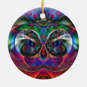 Ornement Rond En Céramique Apophyse Abstrait Hibou I