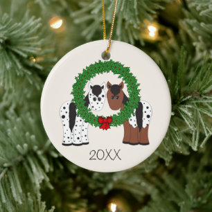 Ornement Rond En Céramique Appaloosa personnalisée Cheval Couple 1er Noël