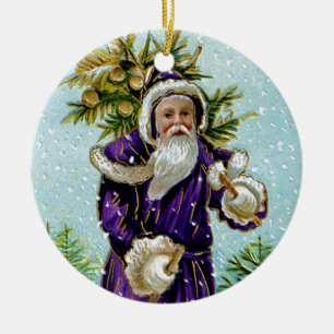Ornement Rond En Céramique Arborescence père Noël