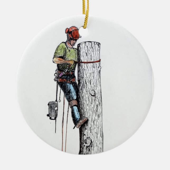 Ornement Rond En Céramique Arboriste Tree Surgeon (Devant)