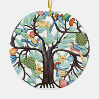 Ornement Rond En Céramique ARBRE d'amulette de la VIE