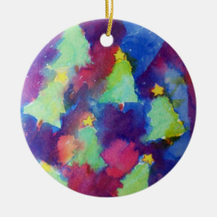 ORNEMENT ROND EN CÉRAMIQUE ARBRE DE NOËL