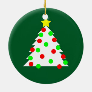 Ornement Rond En Céramique Arbre de Noël coupé en papier