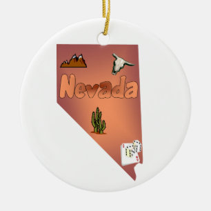 Ornement Rond En Céramique Arbre de Noël du Nevada