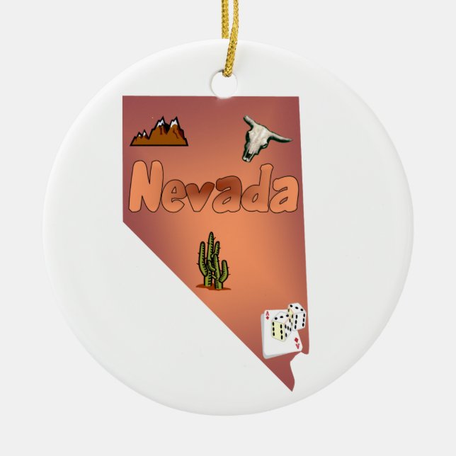 Ornement Rond En Céramique Arbre de Noël du Nevada (Devant)
