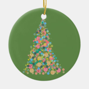 Ornement Rond En Céramique Arbre de Noël - Pot art abstrait
