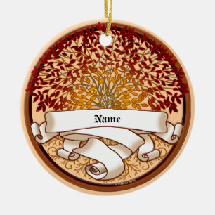 Ornement Rond En Céramique Arbre généalogique de la famille Crimson