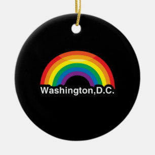ORNEMENT ROND EN CÉRAMIQUE ARC-EN-CIEL DE WASHINGTON D.C. LGBT PRIDE