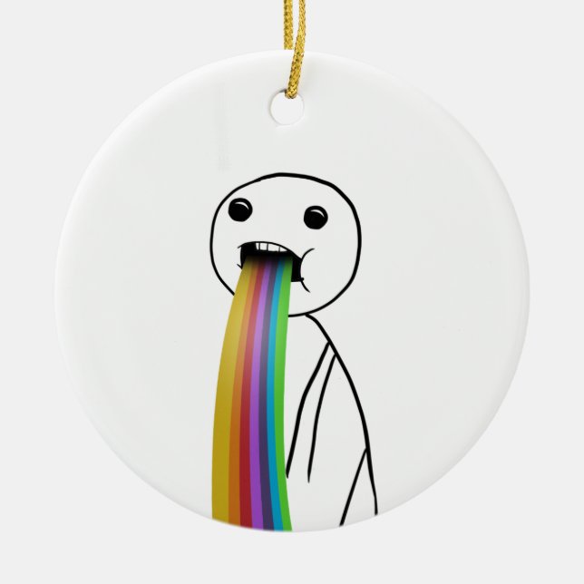 Ornement Rond En Céramique Arc-en-ciel jetant le meme (Devant)