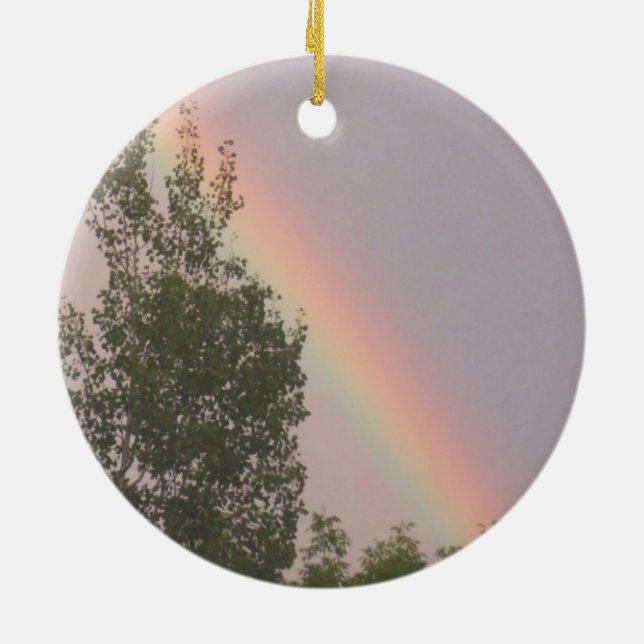 Ornement Rond En Céramique Arc-en-ciel pour Noël (Dos)