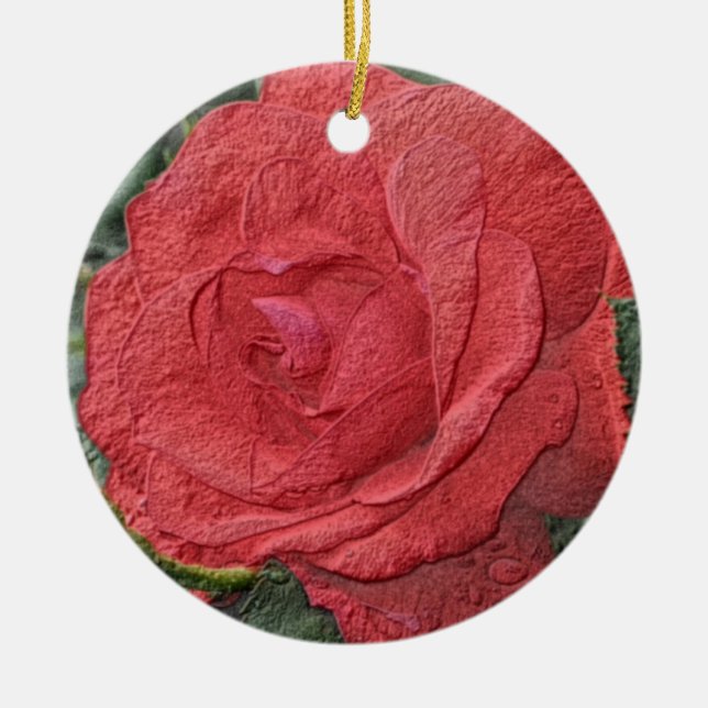 Ornement Rond En Céramique Armoire rose rouge à fleurs (Devant)