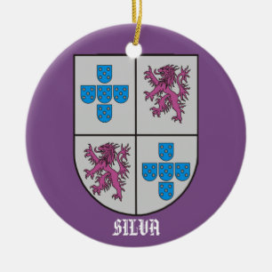 Ornement Rond En Céramique Armoiries de la famille Silva Noël