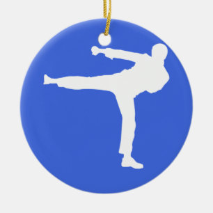 Ornement Rond En Céramique Arts martiaux bleus