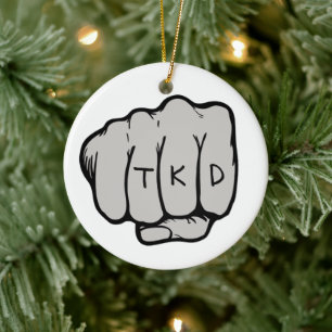Ornement Rond En Céramique Arts martiaux TKD Fist