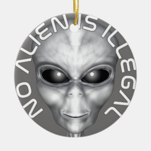 Ornement Rond En Céramique Aucun Alien N'Est Illégal