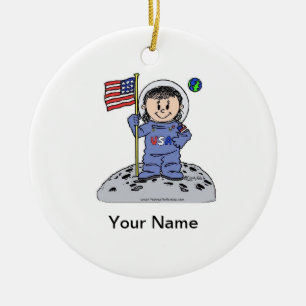 Ornement Rond En Céramique Avenir astronaute - Femme