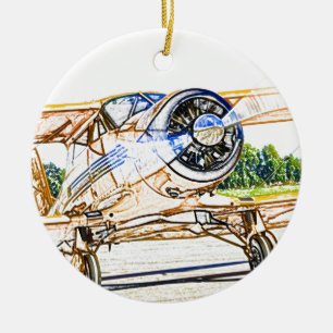 Ornement Rond En Céramique Avions de cru de Beachcraft Staggerwing