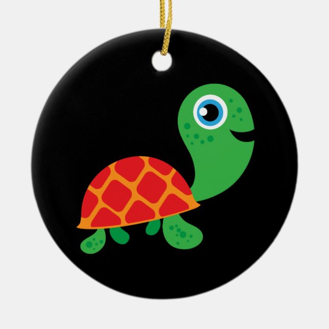 Ornement Rond En Céramique Awesome Turtle (Devant)