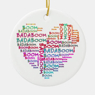 Ornement Rond En Céramique Badaboom du coeur faites votre propre arrière -