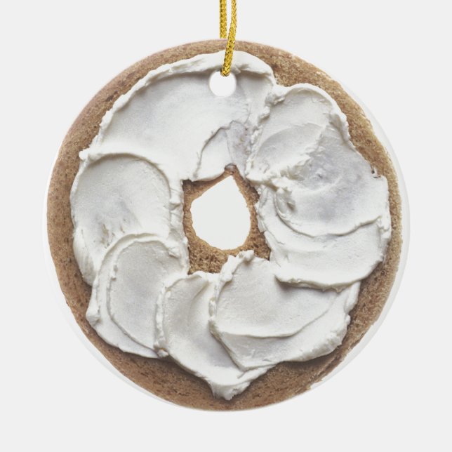 Ornement Rond En Céramique Bagel au fromage à la crème (Devant)