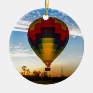 Ornement Rond En Céramique Ballon à air chaud